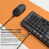 Whalices 52 Combo de teclado y mouse inalámbricos, teclas planas gr...