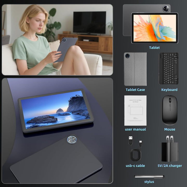 Tablet Android 15 de 10 pulgadas, 24 GB de RAM 128GB ROM, tabletas...