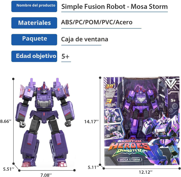 QUANTUM HEROES DINOSTER Robot transformable 3 en 1 Mosa Storm, 8.66...