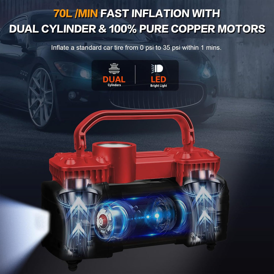 GSPSCN Compresor de aire de doble cilindro CC de 12 V para automóvi...