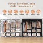VTRIN Armario portátil para colgar ropa de 67 pulgadas de ancho, gran capacidad, armario portátil con cubierta, 4 estantes de almacenamiento y 4 barras para colgar, armario independiente resistente