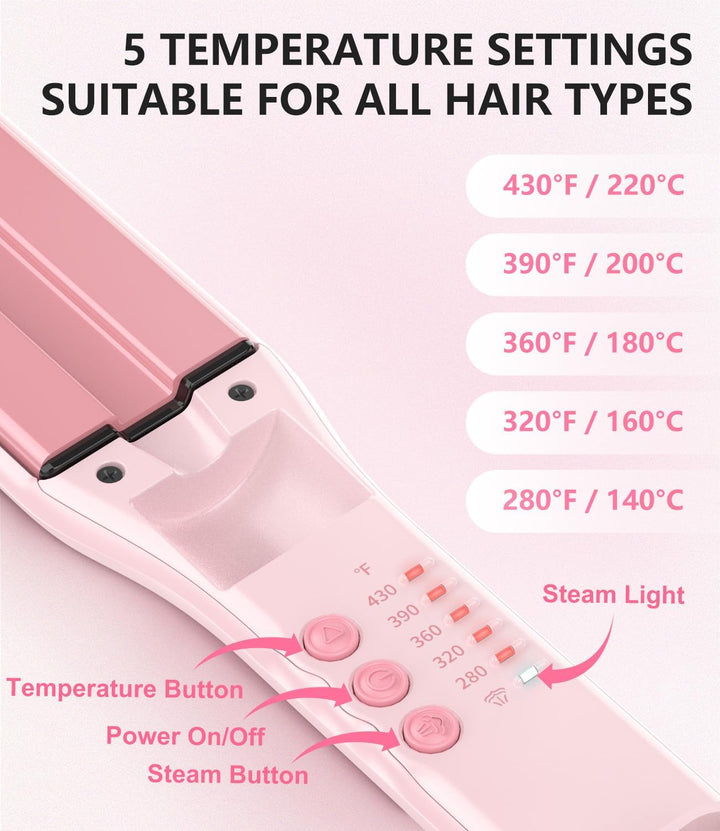 FORLIFA Plancha de pelo de vapor 2 en 1, plancha plana de 1.5 pulga...