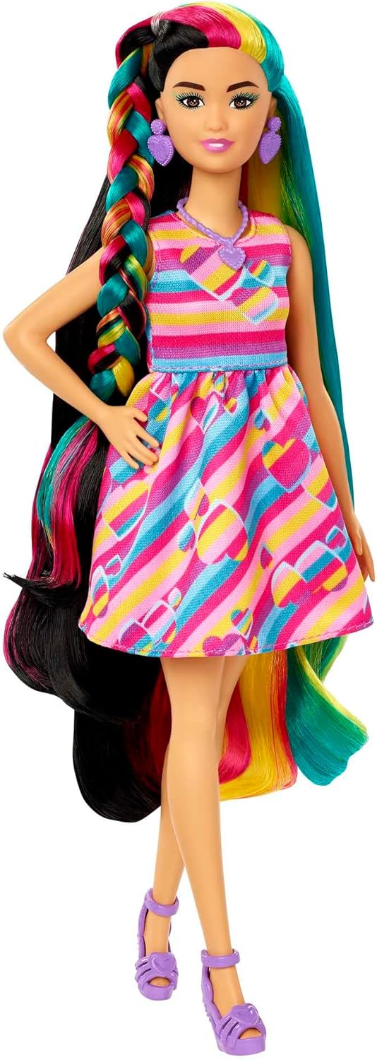 Barbie Muñeca Totally Hair, temática de corazón con cabello de fant...