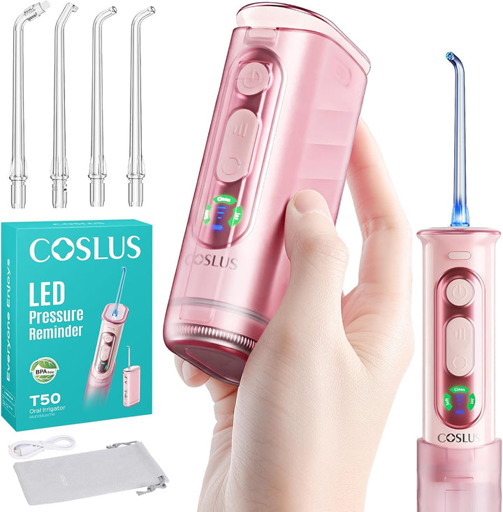 COSLUS Irrigador dental portátil T50 para viajes: Mini púa dental i...