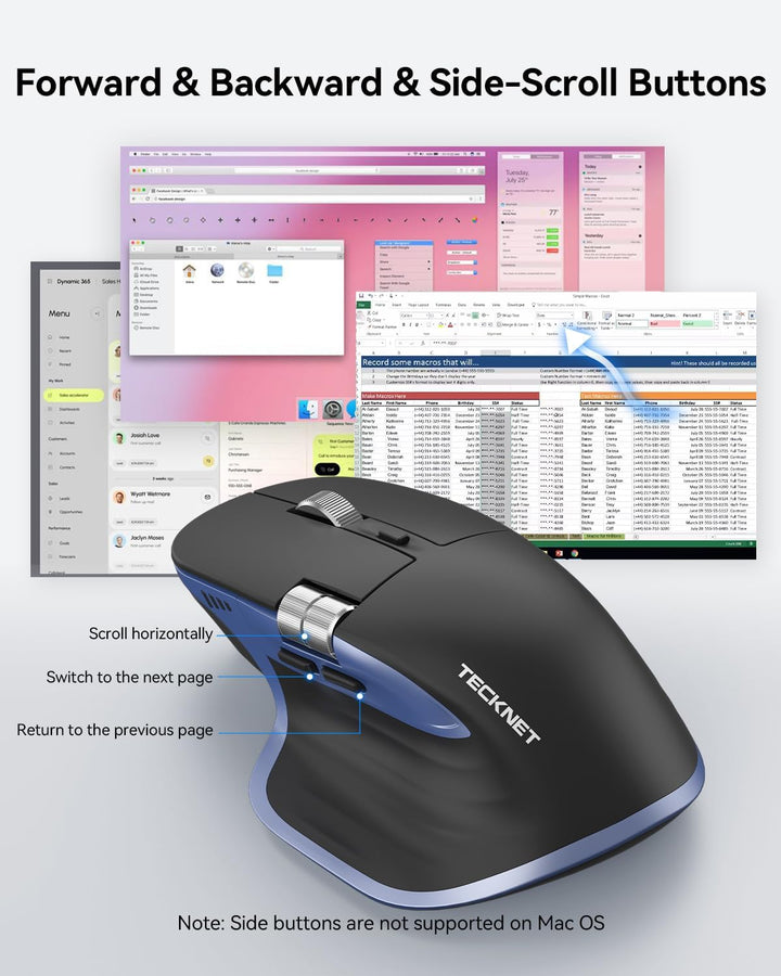 TECKNET Ratón inalámbrico, ratón Bluetooth (BT5.3\/5.0 y 2.4G) Rató...