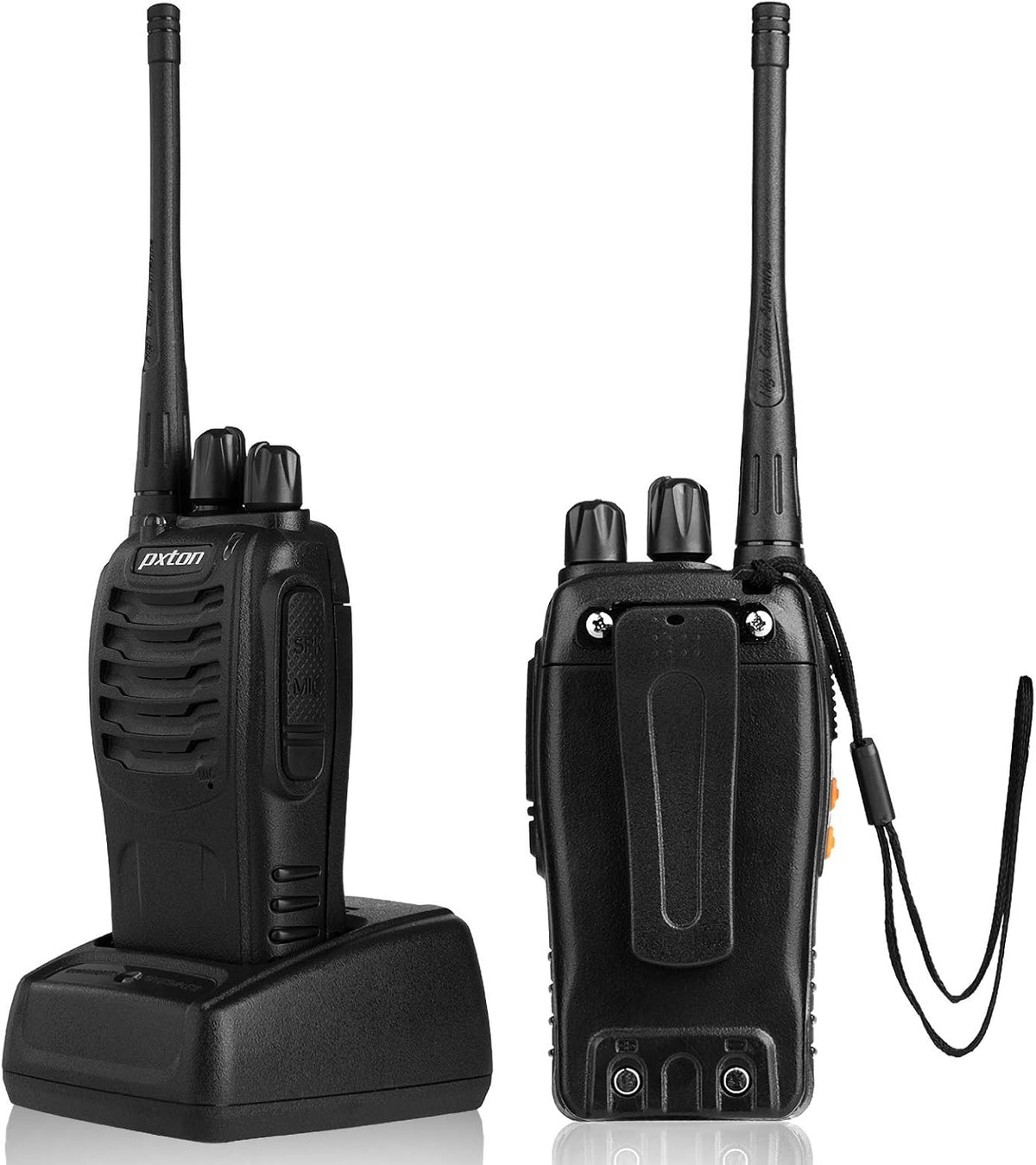 Walkie Talkies Radios recargables de dos vías de largo alcance con auriculares, radios de 2 vías, transceptor de mano UHF Walky Talky con linterna, batería de iones de litio y cargador (paquete