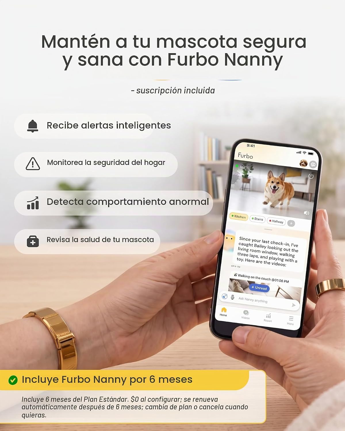 Furbo Mini cámara para mascotas [suscripción de 6 meses incluida]