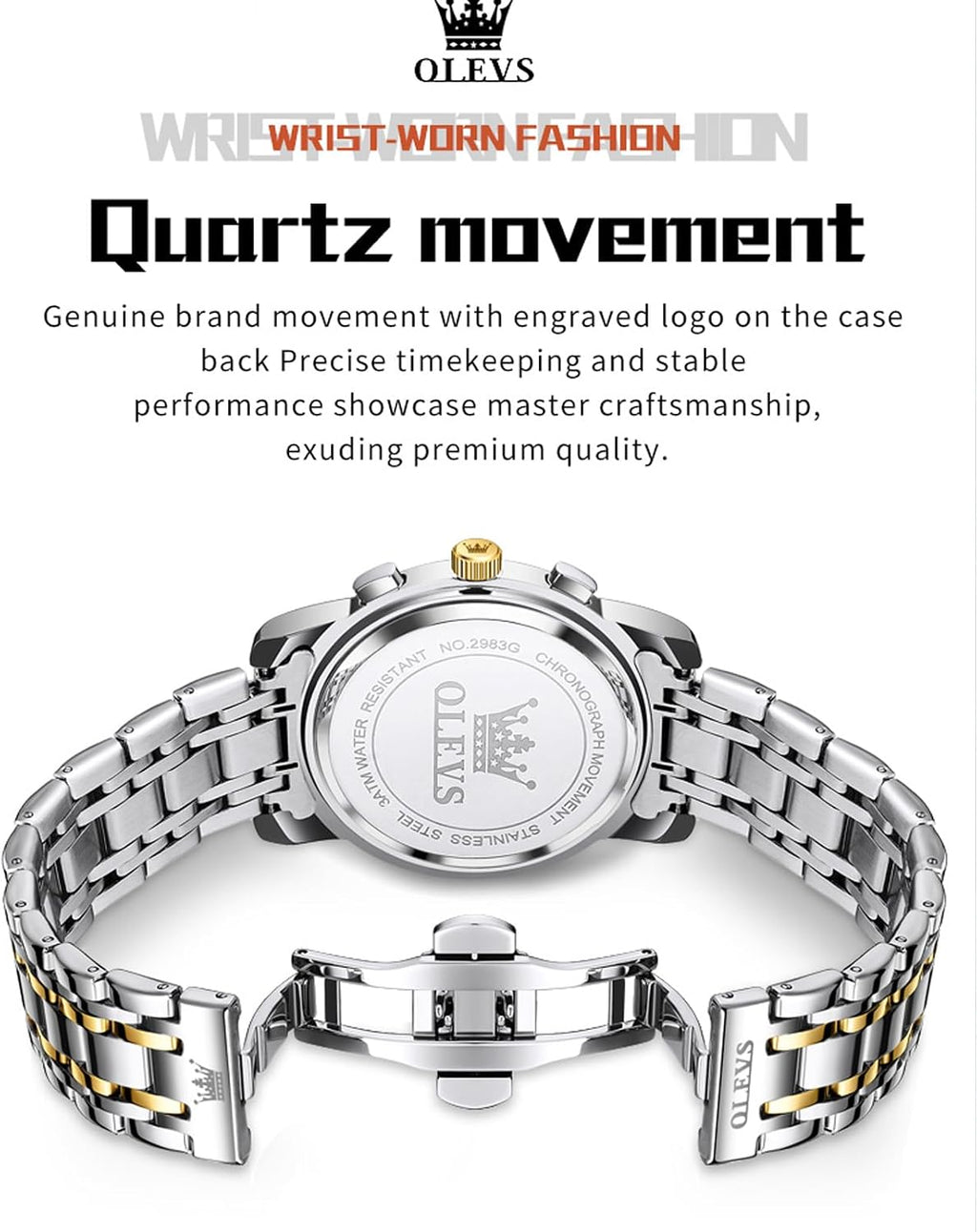 Reloj OLEVS para Hombre Original Analógico de Cuarzo Negocios Reloj de Pulsera de Lujo para Hombre Impermeable Acero Inoxidable Fecha Moda Vestir Casual Estilizado Cronógrafo Diseño reloj para Hombre