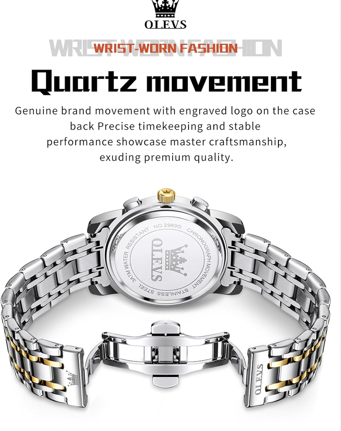 Reloj OLEVS para Hombre Original Analógico de Cuarzo Negocios Reloj de Pulsera de Lujo para Hombre Impermeable Acero Inoxidable Fecha Moda Vestir Casual Estilizado Cronógrafo Diseño reloj para Hombre