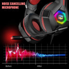 Ozeino Auriculares para juegos para PC, PS4, PS5, Rojo