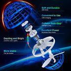 Bola de orbe voladora (azul, 2026 actualizada) con luces deslumbrantes, spinner mágico flotante, dron boomerang genial, globo cósmico flotante, juguetes para niños, regalos para niños y niñas