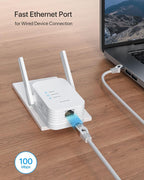 BrosTrend Adaptador WiFi a Ethernet N300 compatible con apagar el extensor