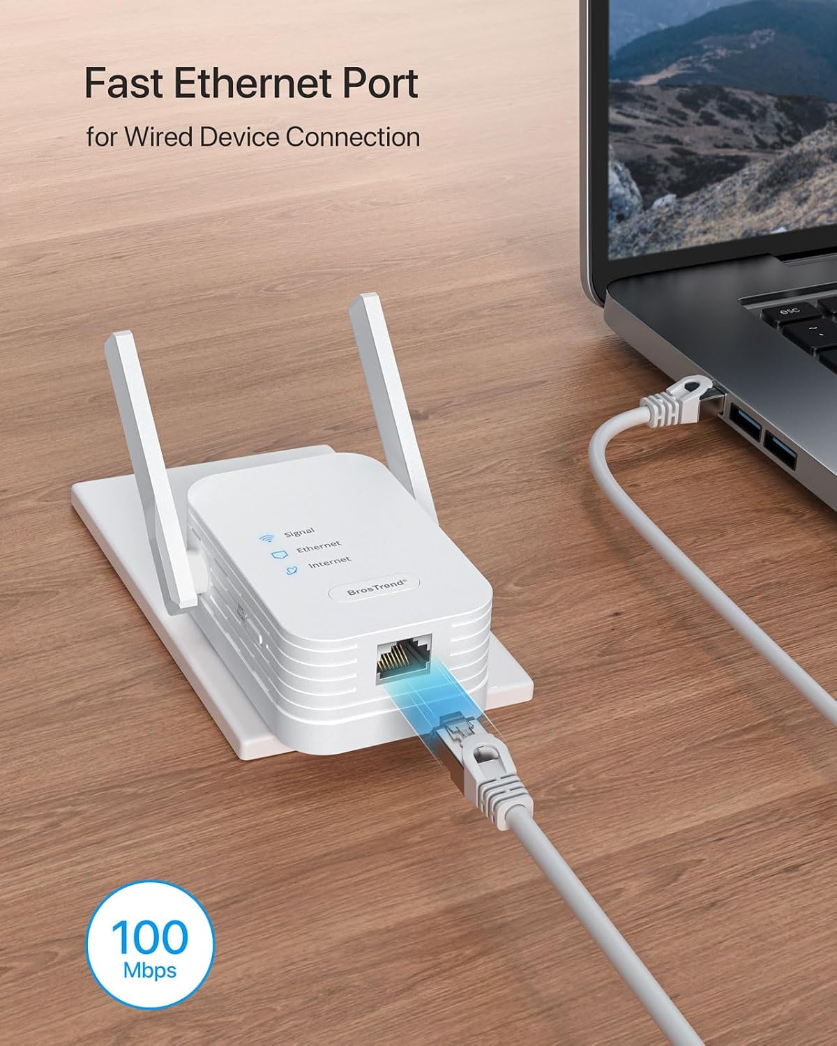 BrosTrend Adaptador WiFi a Ethernet N300 compatible con apagar el extensor