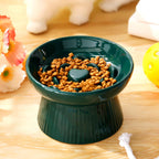 Tioncy - Cuenco elevado de cerámica para gatos (2 unidades), color verde