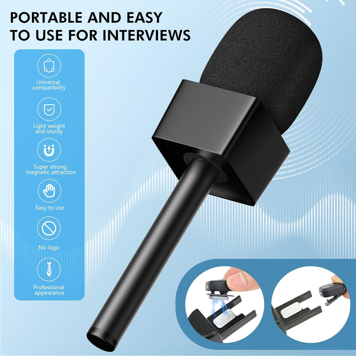 Adaptador manual para micrófono de entrevista, 2 paquetes de soport...