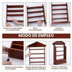 Estante de exhibición de madera vintage estilo pueblo para 24