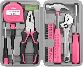 Hi-Spec Juego de herramientas rosa de 20 piezas. Herramientas manua...