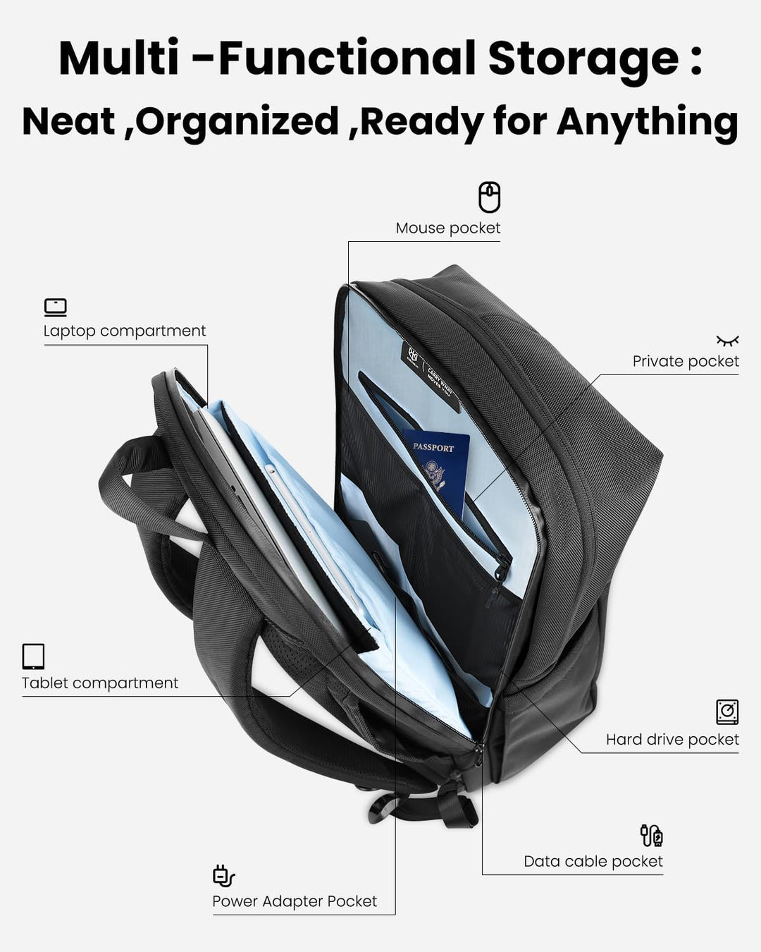 KURANEST NEXUS Work Pack - Mochila para laptop de 23 litros para ho...