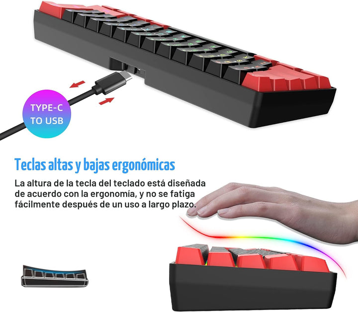 Snpurdiri Combo de teclado y ratón inalámbricos para juegos de 2.4G...