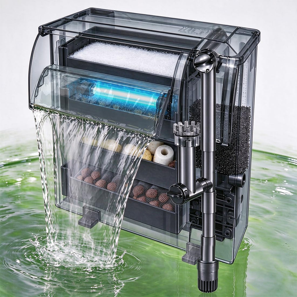 Filtro de acuario grande UV de 264 GPH para control de algas de 20 a 65