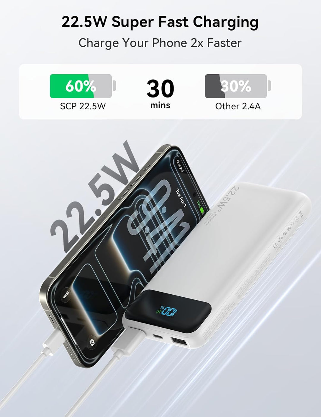 Cargador portátil de 10000 mAh integrado con 4 cables, cargador de...