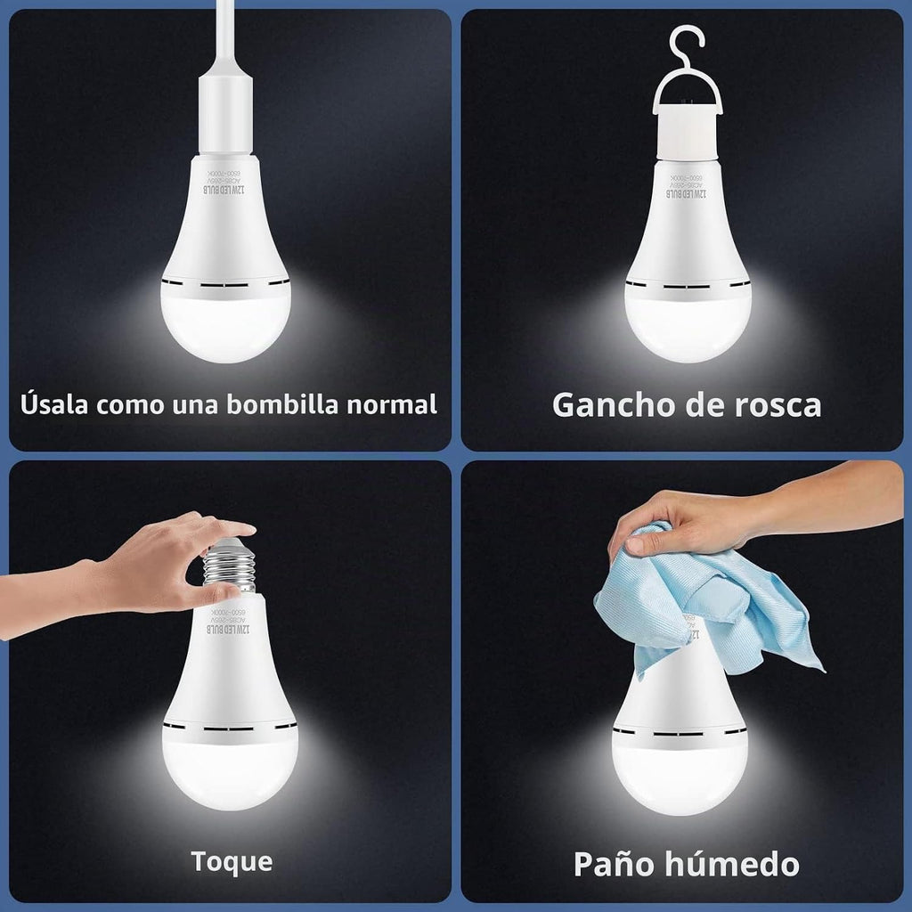 Lámpara Bombillas LED de emergencia recargables para fallas de energía en el