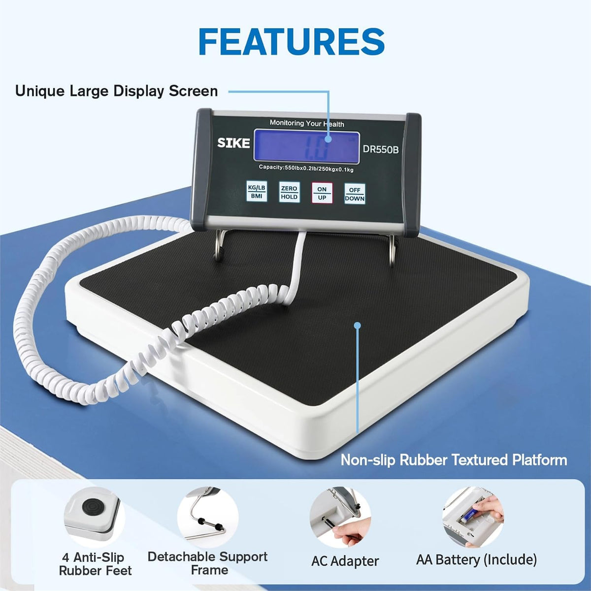 Escala digital del IMC del médico de SIKE, escala médica del peso del piso de la capacidad de 550lb