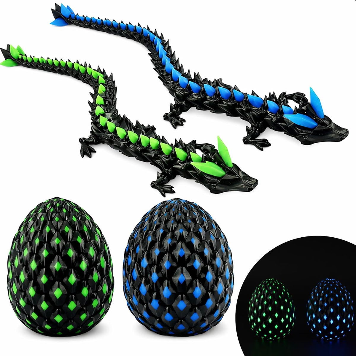 JFBNXB Huevos de dragón impresos en 3D que brillan en la