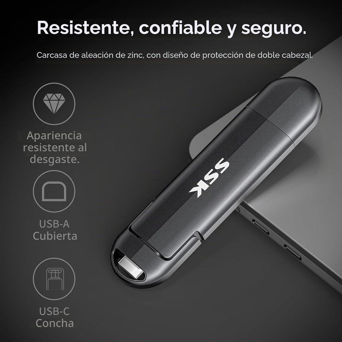 SSK Unidad SSD externa de 512 GB de hasta 550 MB\/s Dual USB C+A 3....