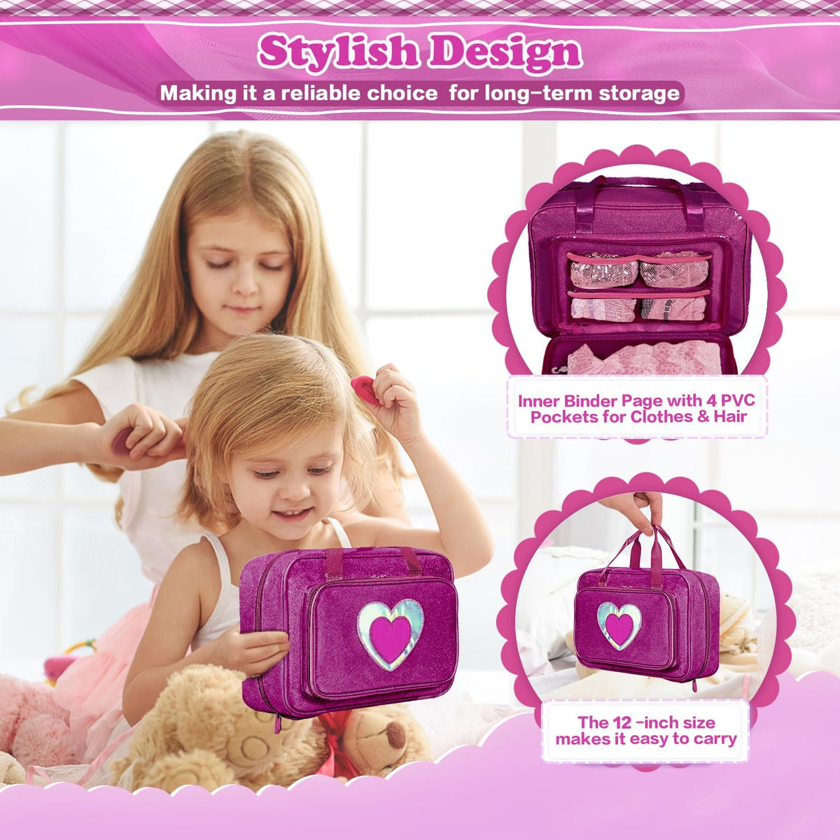 LININYHAO Estuche de transporte compatible con muñecas Barbie de 12...