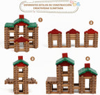 Wondertoys Juego de troncos de madera de 208 piezas, troncos de construcción clásicos a partir de 3 años, el mejor juego de regalo de construcción retro para niños, regalos educativos de ingeniería de