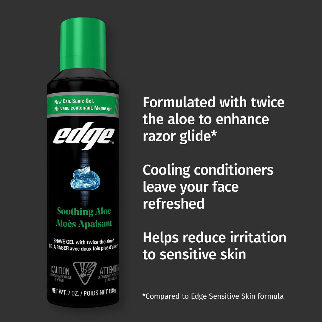 Edge Gel de afeitado para hombres, aloe calmante con dos veces el a...