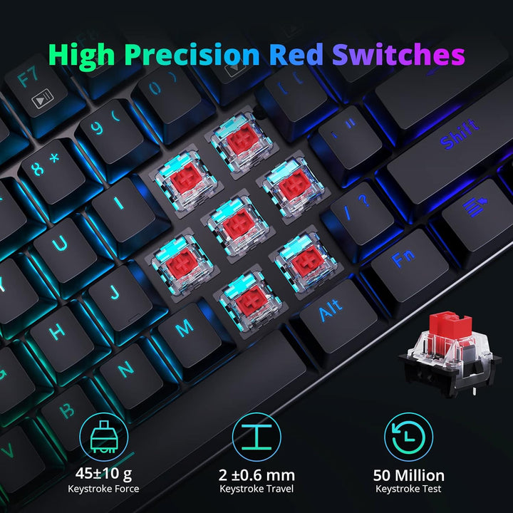 Redragon Teclado Mecánico para Juegos con Interruptores Rojos, Tecl...