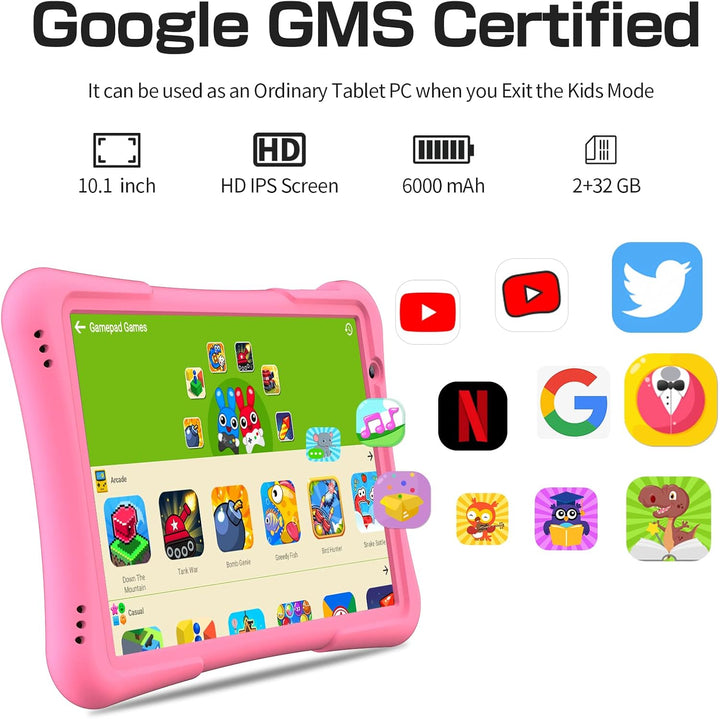 PRITOM Tabletas Android 14 de 10 pulgadas para niños de 32 GB, Quad...