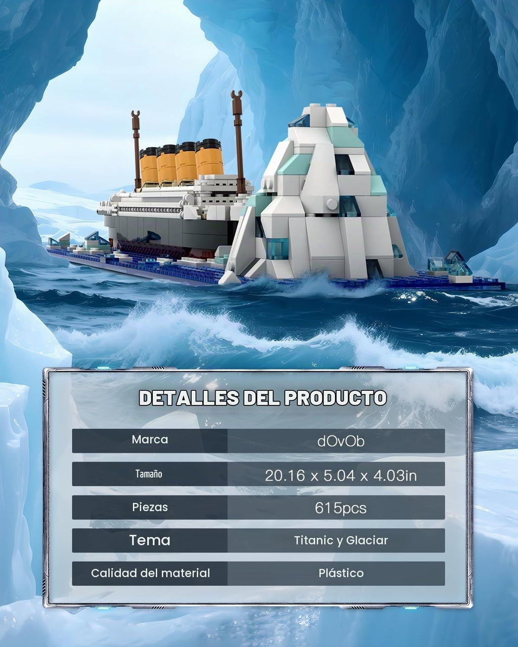 dOvOb RMS Titanic - Juego de bloques de construcción, 615 piezas, ladrillos, modelo MOC Ship Model Display Collection Kit para adolescentes y adultos, compatible con las principales marcas