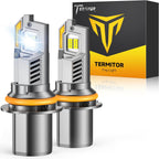 Termitor Bombillas 9004 HB1 de haz alto/bajo, 800% brillo blanco 6500K, tamaño halógeno verdadero 1:1, más de 95000 horas de vida útil, 3 minutos Plug-N-Play 9004 luces antiniebla con ventilador de
