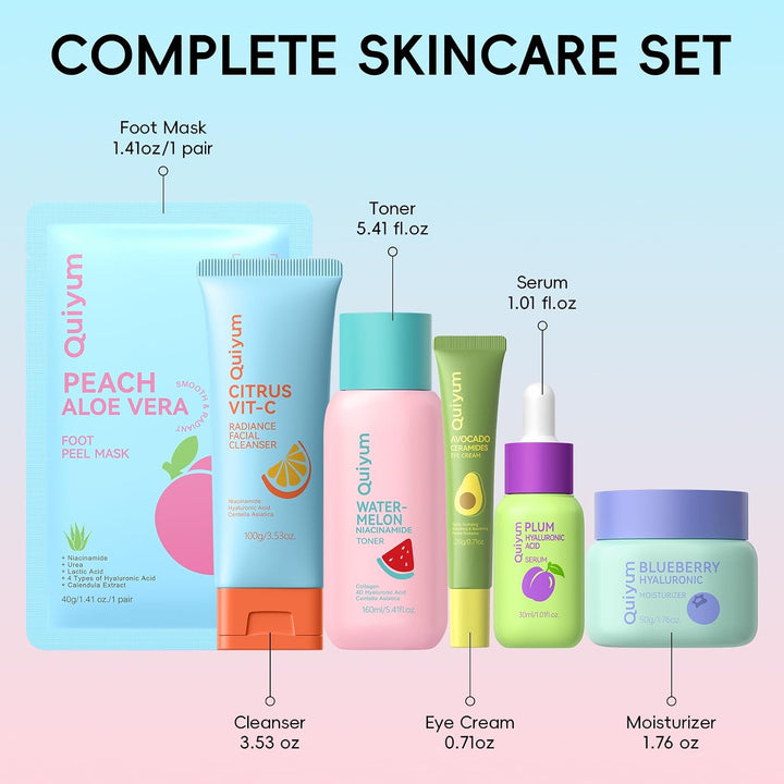 QUIYUM Set de regalo para el cuidado de la piel de frutas, rutina 6...