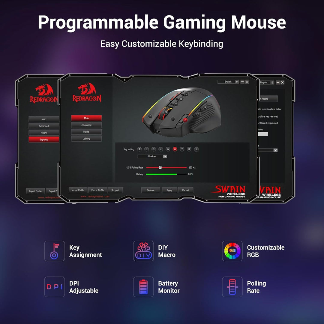 Redragon Ratón Inalámbrico para Juegos, Ratón Ergonómico 16000 DPI...
