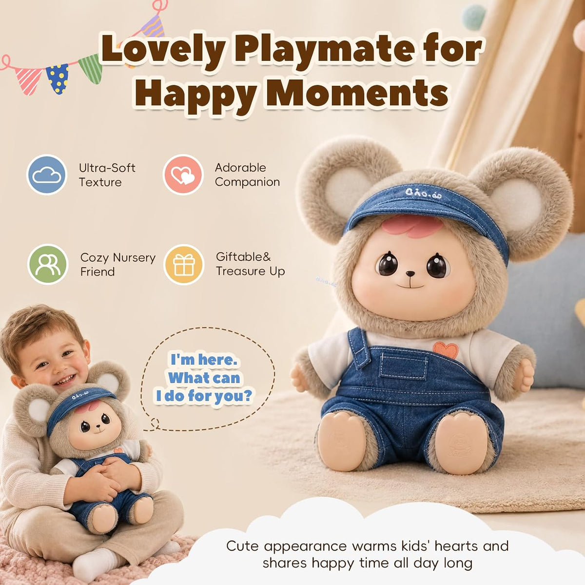 Juguetes interactivos de IA para niños, compañero de IA que habla, juguete de peluche inteligente, juguete de comodidad emocional de 11.8 pulgadas con memoria, no necesita aplicación