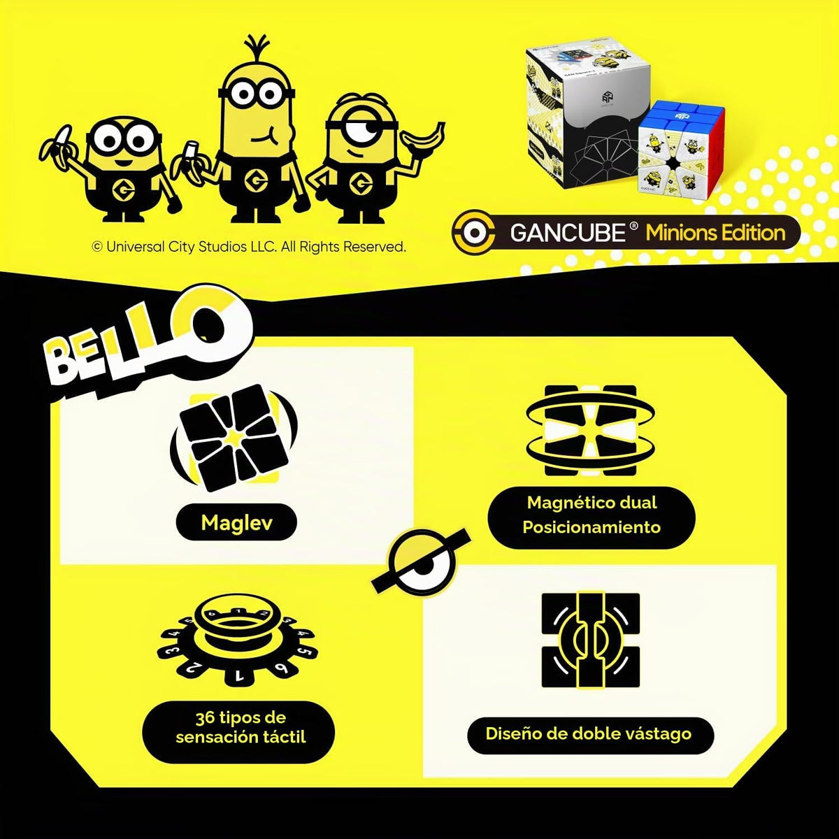 GAN Minions Square-1 Maglev - Cubo magnético de velocidad con cambio de