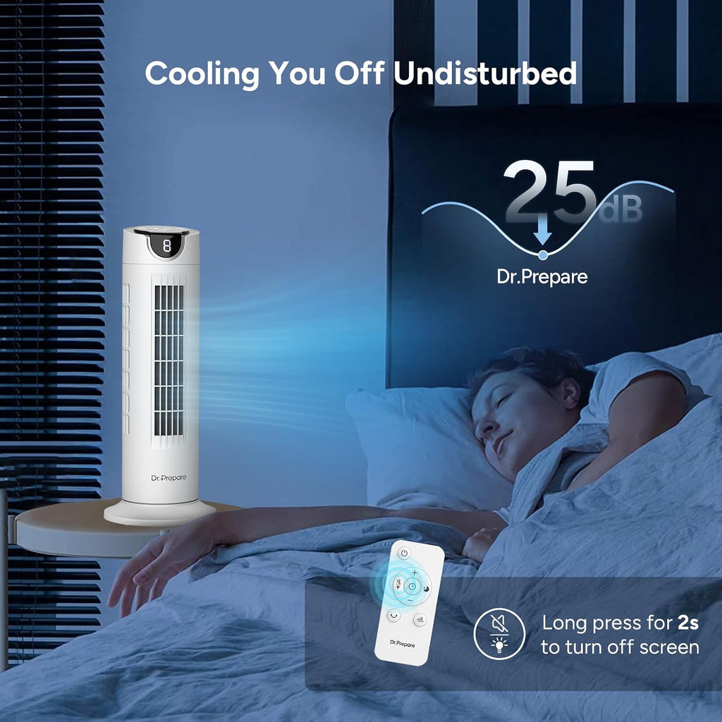 DR.PREPARE Ventilador de torre para dormitorio, ventilador silencio...