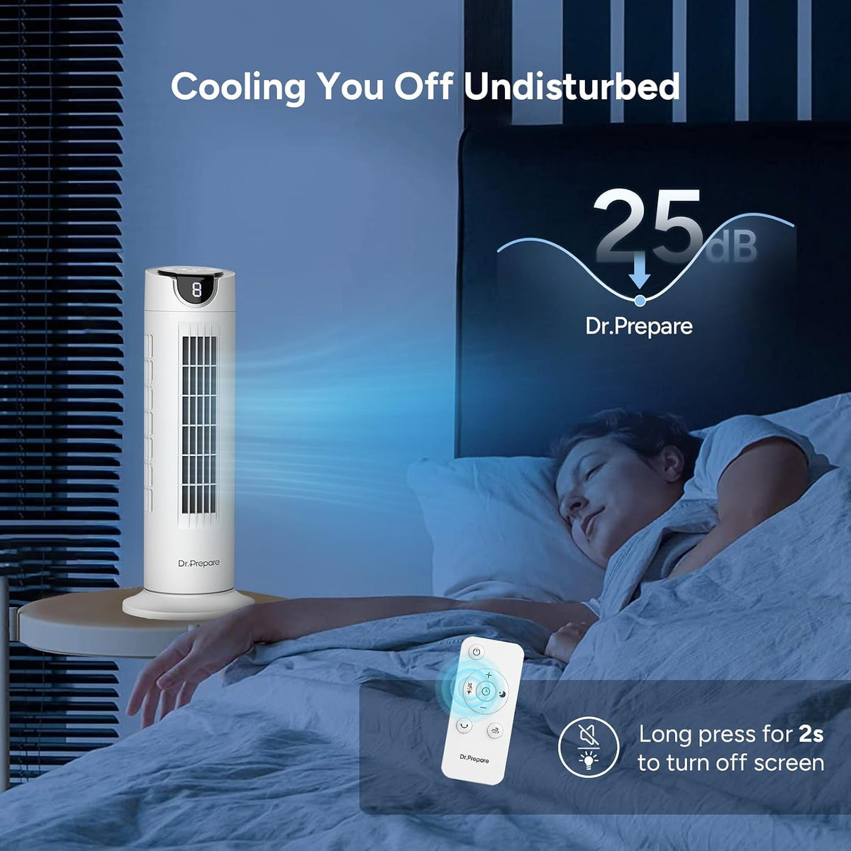 DR.PREPARE Ventilador de torre para dormitorio, ventilador silencio...