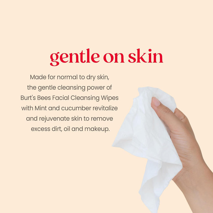 Burt's Bees Toallitas faciales de pepino y menta, para todo tip...