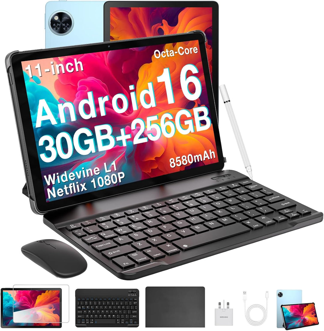 POPUX U11 Pro Android 16 Tablet con teclado, Tableta de 11 pulgadas...