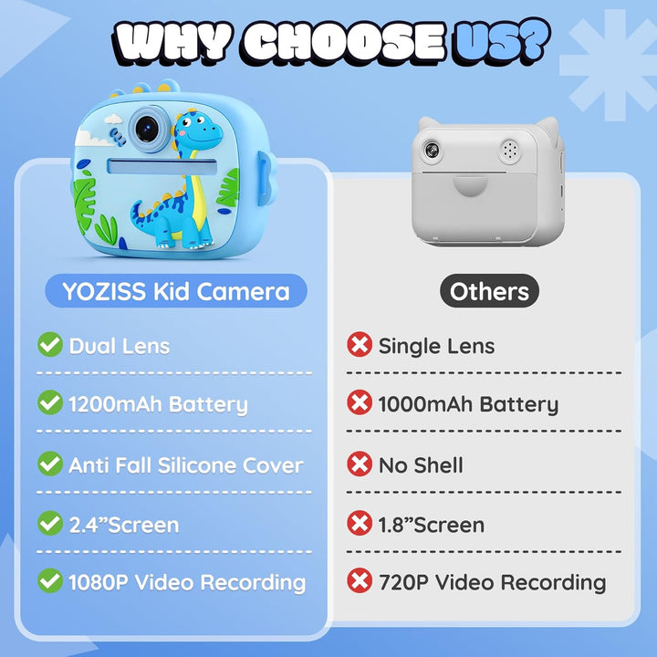 YOZISS Cámara de impresión instantánea para niños, cámara digital p...