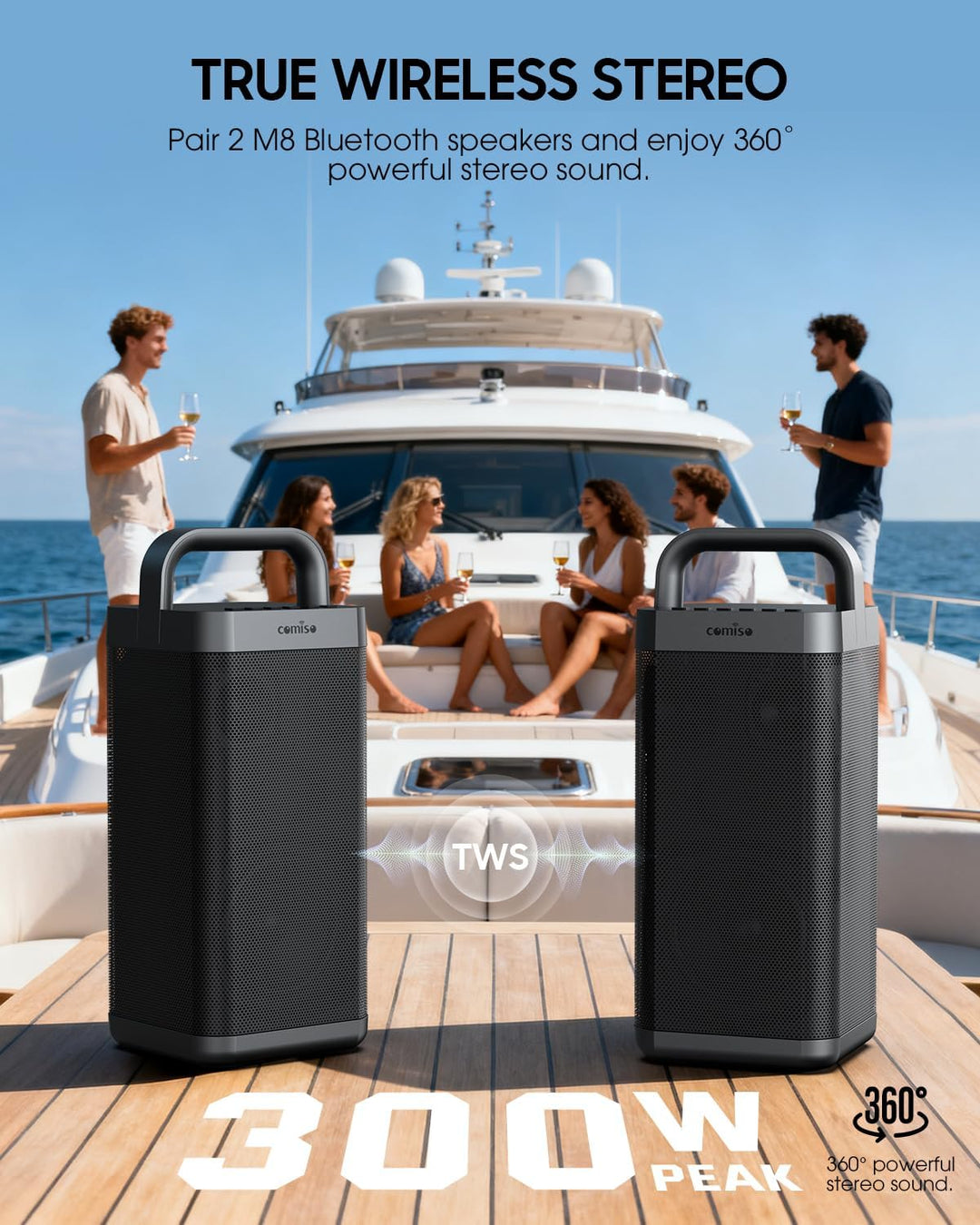 COMISO Altavoz Bluetooth portátil con graves profundos, 150W de pot...
