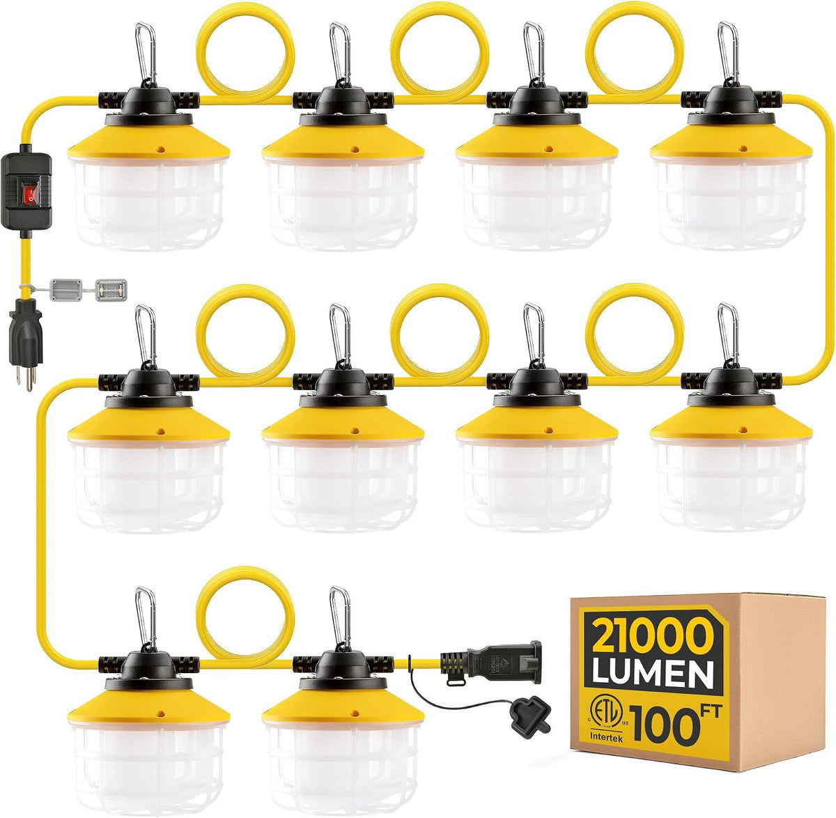Cadena de luz LED de construcción de 3 puntas de 100 pies con