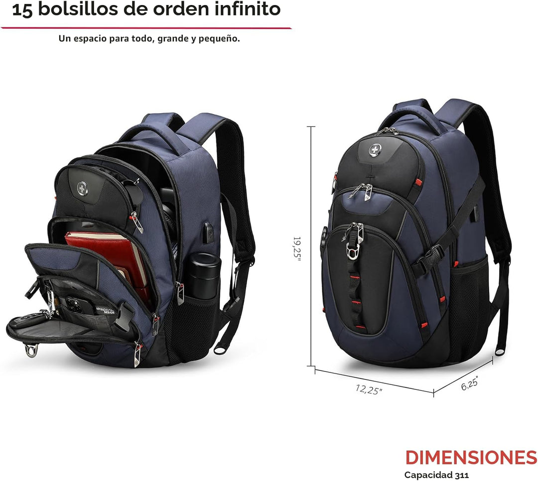 swissdigital Mochila para portátil de viaje de negocios, para hombr...