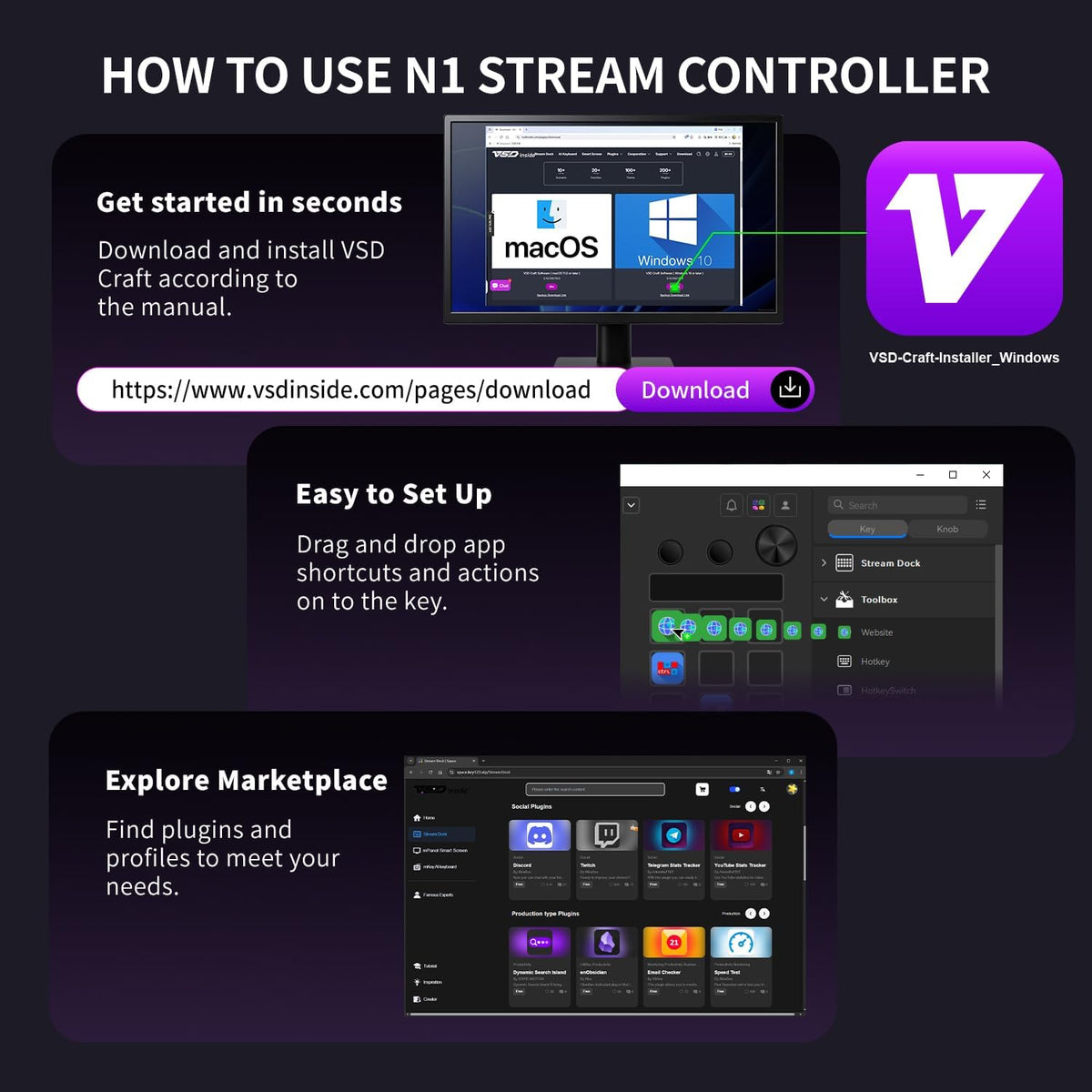TreasLin VSDinside Deck de Control para Transmisión con Teclado Macro y 18 Teclas Macro Personalizables, compatibilidad con Modo Numérico/Calculadora/Control de Transmisión para Activar Acciones en OBS, Twitch, YouTube para Creadores de Contenido y