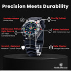 Smith & Wesson 357 Series Reloj táctico militar suizo de tritio H3, impermeable 20ATM para hombre, reloj de buceador de 45mm de campo con pantalla analógica, correa de goma, piezas suizas, movimiento